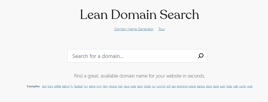 Lean Domain Search domain name generator