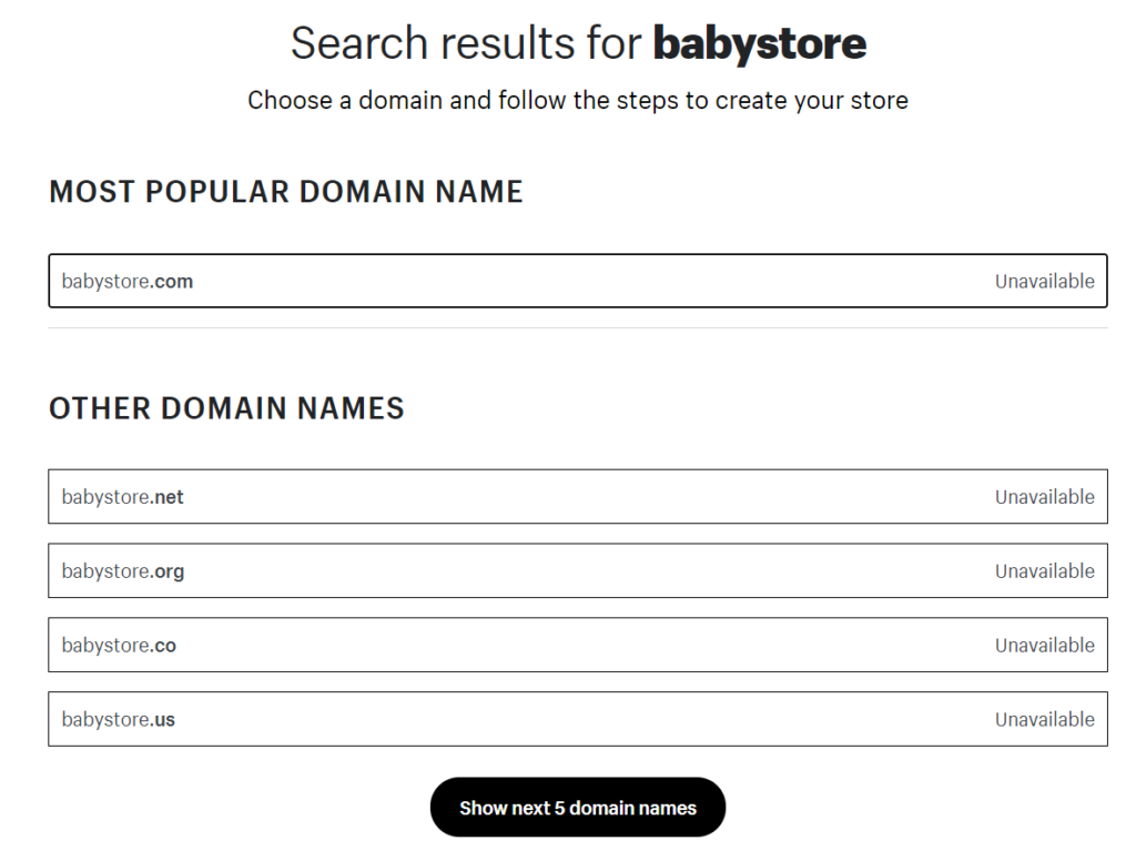 Shopify Domain examples