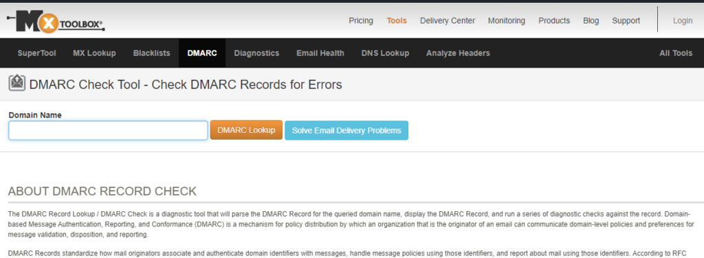 MxToolbox DMARC Analyzer